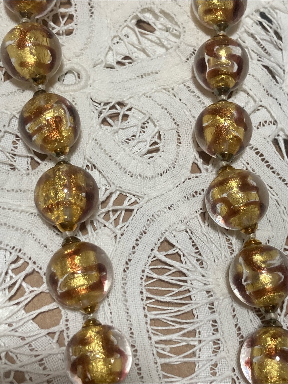 Gold Glass Bead Necklace - Picture 7 of 12
